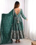 DESIGNER STAR GEORGETTE THREAD AND SEQUENCE WORK GOWN BOTTOM WITH DUPATTA FESTIVE WEAR WHOLESALE PRICE ETHNIC GARMENT (7)