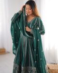 DESIGNER STAR GEORGETTE THREAD AND SEQUENCE WORK GOWN BOTTOM WITH DUPATTA FESTIVE WEAR WHOLESALE PRICE ETHNIC GARMENT (7)