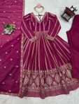 DESIGNER STAR GEORGETTE THREAD AND SEQUENCE WORK GOWN BOTTOM WITH DUPATTA FESTIVE WEAR WHOLESALE PRICE ETHNIC GARMENT (2)