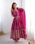 DESIGNER STAR GEORGETTE THREAD AND SEQUENCE WORK GOWN BOTTOM WITH DUPATTA FESTIVE WEAR WHOLESALE PRICE ETHNIC GARMENT (2)
