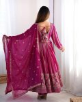 DESIGNER STAR GEORGETTE THREAD AND SEQUENCE WORK GOWN BOTTOM WITH DUPATTA FESTIVE WEAR WHOLESALE PRICE ETHNIC GARMENT (2)