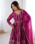 DESIGNER STAR GEORGETTE THREAD AND SEQUENCE WORK GOWN BOTTOM WITH DUPATTA FESTIVE WEAR WHOLESALE PRICE ETHNIC GARMENT (2)