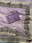 DESIGNER TWILL NET EMBROIDERY SEQUENCE CODING LACE WORK SAREE WITH UNSTITCHED BLOUSE PARTY WEAR WHOLESALE PRICE ETHNIC GARMENT (5)
