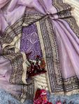 DESIGNER TWILL NET EMBROIDERY SEQUENCE CODING LACE WORK SAREE WITH UNSTITCHED BLOUSE PARTY WEAR WHOLESALE PRICE ETHNIC GARMENT (5)
