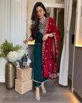 DESIGNER VICHITRA SILK EMBROIDERY AND SEQUENCE WORK TOP BOTTOM WITH DUPATTA PARTY WEAR WHOLESALE PRICE ETHNIC GARMENT (4)