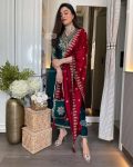 DESIGNER VICHITRA SILK EMBROIDERY AND SEQUENCE WORK TOP BOTTOM WITH DUPATTA PARTY WEAR WHOLESALE PRICE ETHNIC GARMENT (4)