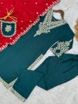 DESIGNER VICHITRA SILK EMBROIDERY AND SEQUENCE WORK TOP BOTTOM WITH DUPATTA PARTY WEAR WHOLESALE PRICE ETHNIC GARMENT (4)