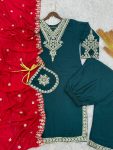 DESIGNER VICHITRA SILK EMBROIDERY AND SEQUENCE WORK TOP BOTTOM WITH DUPATTA PARTY WEAR WHOLESALE PRICE ETHNIC GARMENT (4)