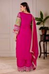 DESIGNER VICHITRA SILK EMBROIDERY SEQUENCE WORK TOP PALAZZO WITH DUPATTA PARROT FESTIVE WEAR WHOLESALE PRICE ETHNIC GARMENT (2)