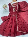DESIGNER VICHITRA SILK EMBROIDERY WORK ANARKALI BOTTOM WITH DUPATTA FESTIVE WEAR WHOLESALE PRICE ETHNIC GARMENT (4)