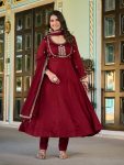 DESIGNER VICHITRA SILK EMBROIDERY WORK ANARKALI BOTTOM WITH DUPATTA FESTIVE WEAR WHOLESALE PRICE ETHNIC GARMENT (4)