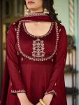 DESIGNER VICHITRA SILK EMBROIDERY WORK ANARKALI BOTTOM WITH DUPATTA FESTIVE WEAR WHOLESALE PRICE ETHNIC GARMENT (4)