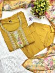 DESIGNER VISCOSE CHANDERI EMBROIDERY WORK TOP BOTTOM WITH DUPATTA FESTIVE WEAR WHOLESALE PRICE ETHNIC GARMENT (3)