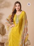 DESIGNER VISCOSE CHANDERI EMBROIDERY WORK TOP BOTTOM WITH DUPATTA FESTIVE WEAR WHOLESALE PRICE ETHNIC GARMENT (3)
