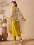 DESIGNER VISCOSE CHANDERI EMBROIDERY WORK TOP BOTTOM WITH DUPATTA FESTIVE WEAR WHOLESALE PRICE ETHNIC GARMENT (3)