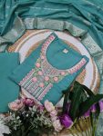 DESIGNER VISCOSE CHANDERI SEQUENCE EMBROIDERY WORK TOP BOTTOM WITH DUPATTA FESTIVE WEAR WHOLESALE PRICE ETHNIC GARMENT (4)