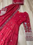 DESIGNER VISCOSE COSMOS FOIL EMBROIDERY ZARI SEQUENCE WORK GOWN WITH DUPATTA FESTIVE WEAR WHOLESALE PRICE ETHNIC GARMENT (2)