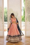 DESIGNER VISCOSE JACQUARD DYEING AND EMBROIDERY SEQUENCE WORK LEHENGA CHOLI WITH DUPATTA WEDDING WEAR WHOLESALE PRICE ETHNIC GARMENT (3)