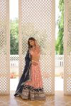 DESIGNER VISCOSE JACQUARD DYEING AND EMBROIDERY SEQUENCE WORK LEHENGA CHOLI WITH DUPATTA WEDDING WEAR WHOLESALE PRICE ETHNIC GARMENT (3)