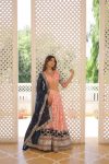 DESIGNER VISCOSE JACQUARD DYEING AND EMBROIDERY SEQUENCE WORK LEHENGA CHOLI WITH DUPATTA WEDDING WEAR WHOLESALE PRICE ETHNIC GARMENT (3)