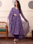 DESIGNER WEIGTHLESS DIGITAL PRINTED ANARKALI GOWN BOTTOM WITH DUPATTA PURPLE