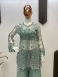 FANCY BUTTERFLY NET SEQUENCE EMBROIDERY WORK TOP BLOUSE WITH PALAZZO PARTY WEAR WHOLESALE PRICE ETHNIC GARMENT (9)