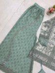 FANCY BUTTERFLY NET SEQUENCE EMBROIDERY WORK TOP BLOUSE WITH PALAZZO PARTY WEAR WHOLESALE PRICE ETHNIC GARMENT (9)