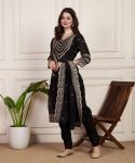 FANCY CHANDERI SILK EMBROIDERY SEQUENCE WORK TOP BOTTOM WITH DUPATTA PARTY WEAR WHOLESALE PRICE ETHNIC GARMENT (9)