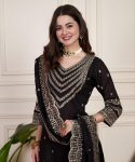 FANCY CHANDERI SILK EMBROIDERY SEQUENCE WORK TOP BOTTOM WITH DUPATTA PARTY WEAR WHOLESALE PRICE ETHNIC GARMENT (9)