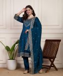 FANCY CHANDERI SILK EMBROIDERY SEQUENCE WORK TOP BOTTOM WITH DUPATTA PARTY WEAR WHOLESALE PRICE ETHNIC GARMENT (4)
