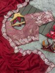 FANCY CHIFFON EMBROIDERY SEQUENCE WORK SAREE WITH UNSTITCHED BLOUSE PARTY WEAR WHOLESALE PRICE ETHNIC GARMENT (3)