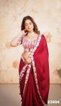 FANCY CHIFFON EMBROIDERY SEQUENCE WORK SAREE WITH UNSTITCHED BLOUSE PARTY WEAR WHOLESALE PRICE ETHNIC GARMENT (3)