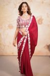 FANCY CHIFFON EMBROIDERY SEQUENCE WORK SAREE WITH UNSTITCHED BLOUSE PARTY WEAR WHOLESALE PRICE ETHNIC GARMENT (3)