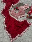 FANCY CHIFFON EMBROIDERY SEQUENCE WORK SAREE WITH UNSTITCHED BLOUSE PARTY WEAR WHOLESALE PRICE ETHNIC GARMENT (3)