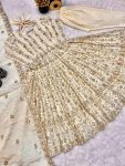 FANCY CHINNON SILK EMBROIDERY SEQUENCE WORK ANARKALI GOWN BOTTOM WITH DUPATTA PARTY WEAR WHOLESALE PRICE ETHNIC GARMENT (3)
