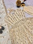 FANCY CHINNON SILK EMBROIDERY SEQUENCE WORK ANARKALI GOWN BOTTOM WITH DUPATTA PARTY WEAR WHOLESALE PRICE ETHNIC GARMENT (3)