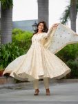 FANCY CHINNON SILK EMBROIDERY SEQUENCE WORK ANARKALI GOWN BOTTOM WITH DUPATTA PARTY WEAR WHOLESALE PRICE ETHNIC GARMENT (3)