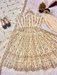 FANCY CHINNON SILK EMBROIDERY SEQUENCE WORK ANARKALI GOWN BOTTOM WITH DUPATTA PARTY WEAR WHOLESALE PRICE ETHNIC GARMENT (3)