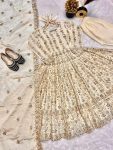 FANCY CHINNON SILK EMBROIDERY SEQUENCE WORK ANARKALI GOWN BOTTOM WITH DUPATTA PARTY WEAR WHOLESALE PRICE ETHNIC GARMENT (3)