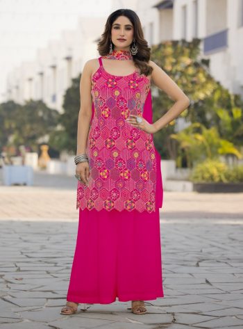 FANCY CHINON CHINON WITH EMBROIDERY WORK TOP PALAZZO WITH DUPATTA RANI