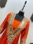 FANCY CHINON DIGITAL PRINTED MIRROR EMBROIDERY WORK BLOUSE TOP WITH BOTTOM PARTY WEAR WHOLESALE PRICE ETHNIC GARMENT (3)