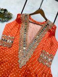 FANCY CHINON DIGITAL PRINTED MIRROR EMBROIDERY WORK BLOUSE TOP WITH BOTTOM PARTY WEAR WHOLESALE PRICE ETHNIC GARMENT (3)