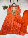 FANCY CHINON DIGITAL PRINTED MIRROR EMBROIDERY WORK BLOUSE TOP WITH BOTTOM PARTY WEAR WHOLESALE PRICE ETHNIC GARMENT (3)