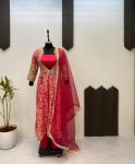 FANCY CHINON EMBROIDERY MIRROR WORK TOP TUBE TOP BOTTOM WITH DUPATTA PARTY WEAR WHOLESALE PRICE ETHNIC GARMENT (19)