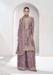 FANCY CHINON EMBROIDERY SEQUENCE WORK TOP PALAZZO WITH DUPATTA PINK