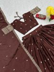 FANCY CHINON EMBROIDERY THREAD AND SEQUENCE WORK LEHENGA CHOLI WITH DUPATTA PARTY WEAR WHOLESALE PRICE ETHNIC GARMENT (3)