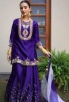 FANCY CHINON EMBROIDERY WITH THREAD AND SEQUENCE WORK TOP PALAZZO WITH DUPATTA FESTIVE WEAR WHOLESALE PRICE ETHNIC GARMENT (3)
