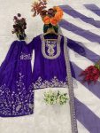 FANCY CHINON EMBROIDERY WITH THREAD AND SEQUENCE WORK TOP PALAZZO WITH DUPATTA FESTIVE WEAR WHOLESALE PRICE ETHNIC GARMENT (3)