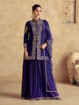 FANCY CHINON EMBROIDERY WORK TOP PALAZZO WITH DUPATTA PURPLE