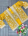 FANCY CHINON PLAIN DRAPED SKIRT EMBROIDERY WORK BLOUSE AND KOTI PARTY WEAR WHOLESALE PRICE ETHNIC GARMENT (3)